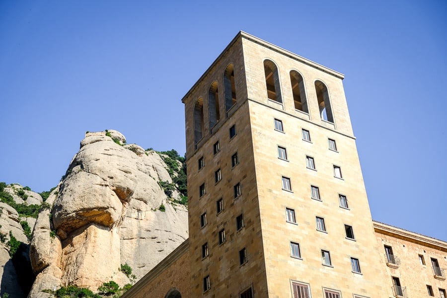 Bell tower at Montserrat Plaza in Spain