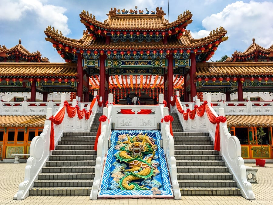 Front steps of Thean Hou Temple in Kuala Lumpur, Malaysia