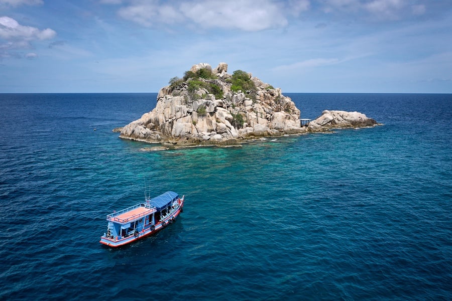 Drone pic of Shark Island in Koh Tao