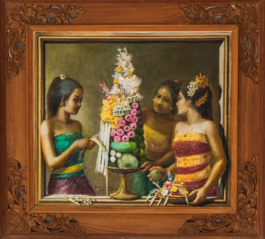 Oil painting of three women at the Neka Art Museum