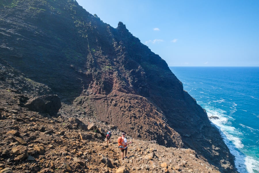 Hikers near the 7 mile mark and Crawlers Ledge