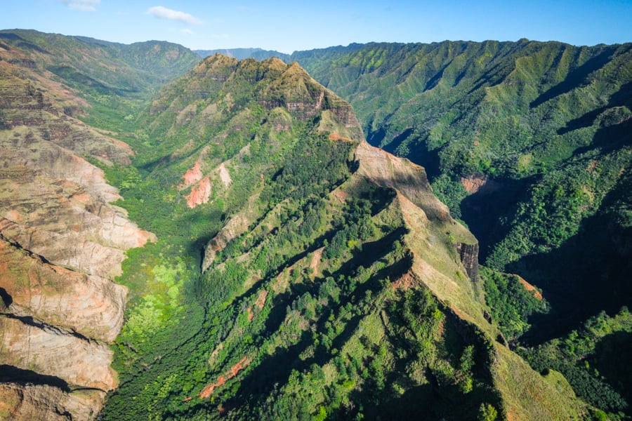Green valleys in Waimea Canyon