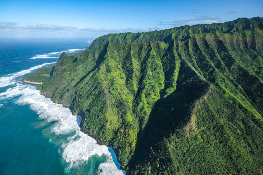 Helicopter view of Kee in Kauai