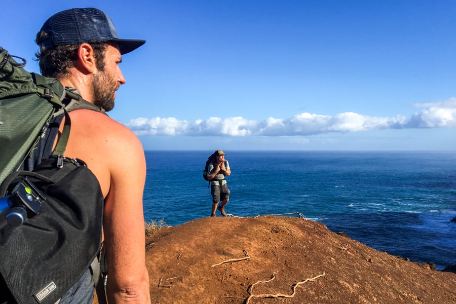 Hikers at the red hill