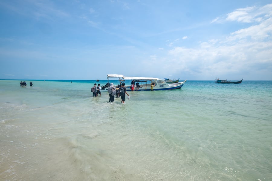 Walking back to our boat at Ketawai island