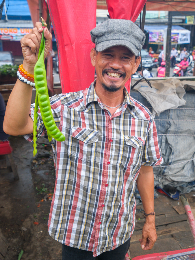 Bean seller at the Pangkal Pinang morning market