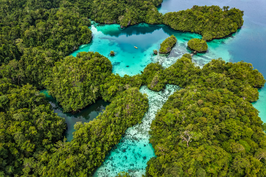 Drone picture of Liwu Wandala Lake in Muna