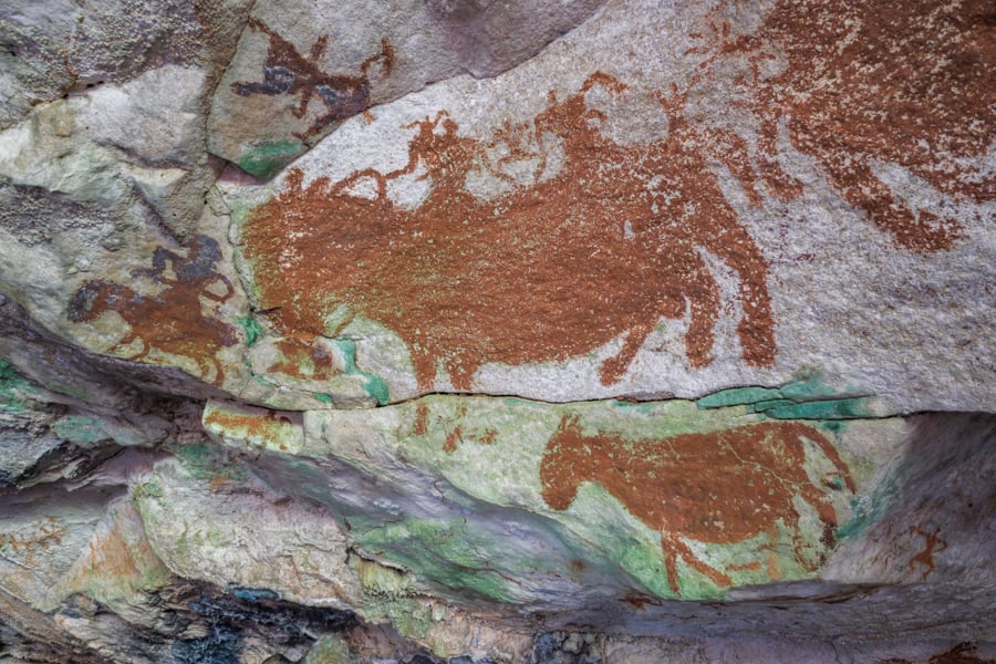Prehistoric art at Gua Metanduno cave in Liangkabori Muna Sulawesi