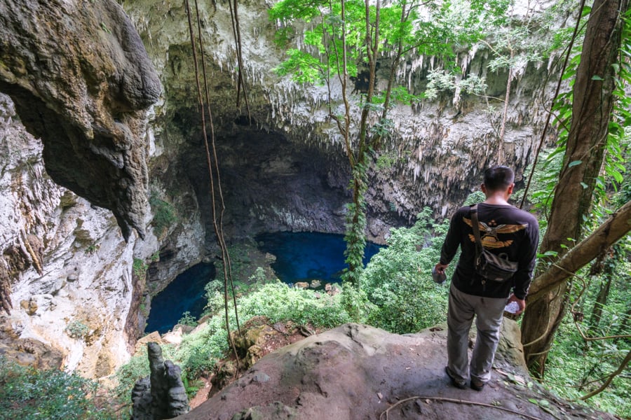 Looking at the two lakes at Koo cave from above