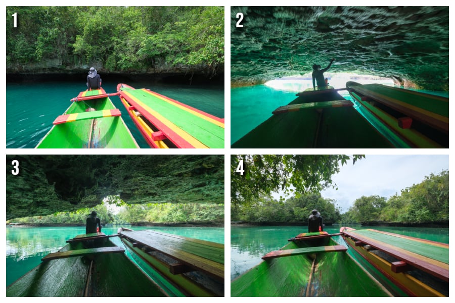 Napabale lake tunnel passage by boat