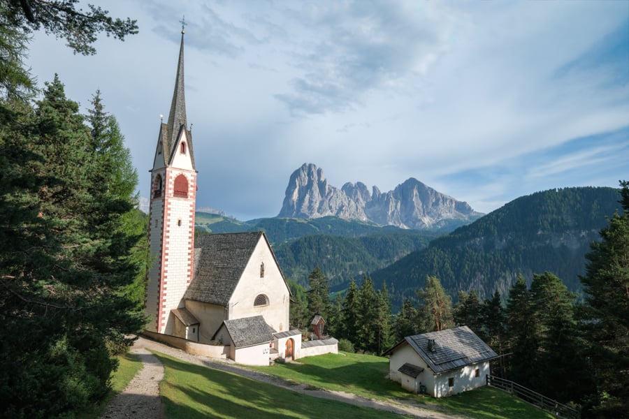 St Jacobs Church Chiesa di San Giacomo in the Dolomites of Italy